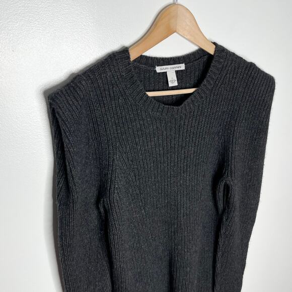 Autumn Cashmere Power Shoulder Sweater Womens Small Black Gray Wool Blend - Picture 5 of 10